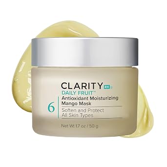 ClarityRx Daily Fruit Antioxidant Moisturizing Mango Face Mask, Plant-Based Creamy Anti-Aging Facial Treatment, Recommended for Mature or Dry Skin 1.7 oz
