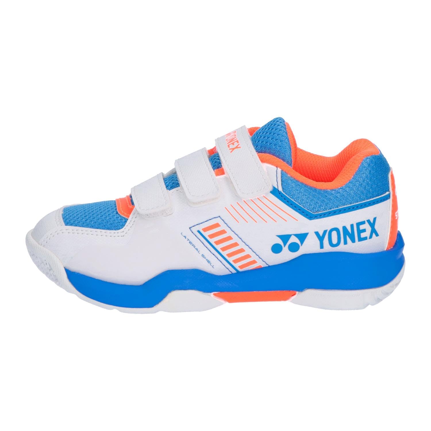 Yonex Power Cushion Strider Flow JR Badminton Shoes, Kids, white/sky blue (175), 21.0 cm