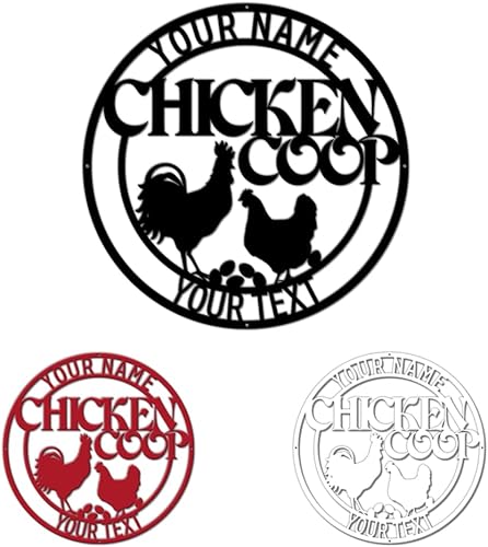Miniatura 3 de MeMate Letrero personalizado de gallinero, decoración de granja de metal grande, placas con nombre personalizadas para decoración de granja