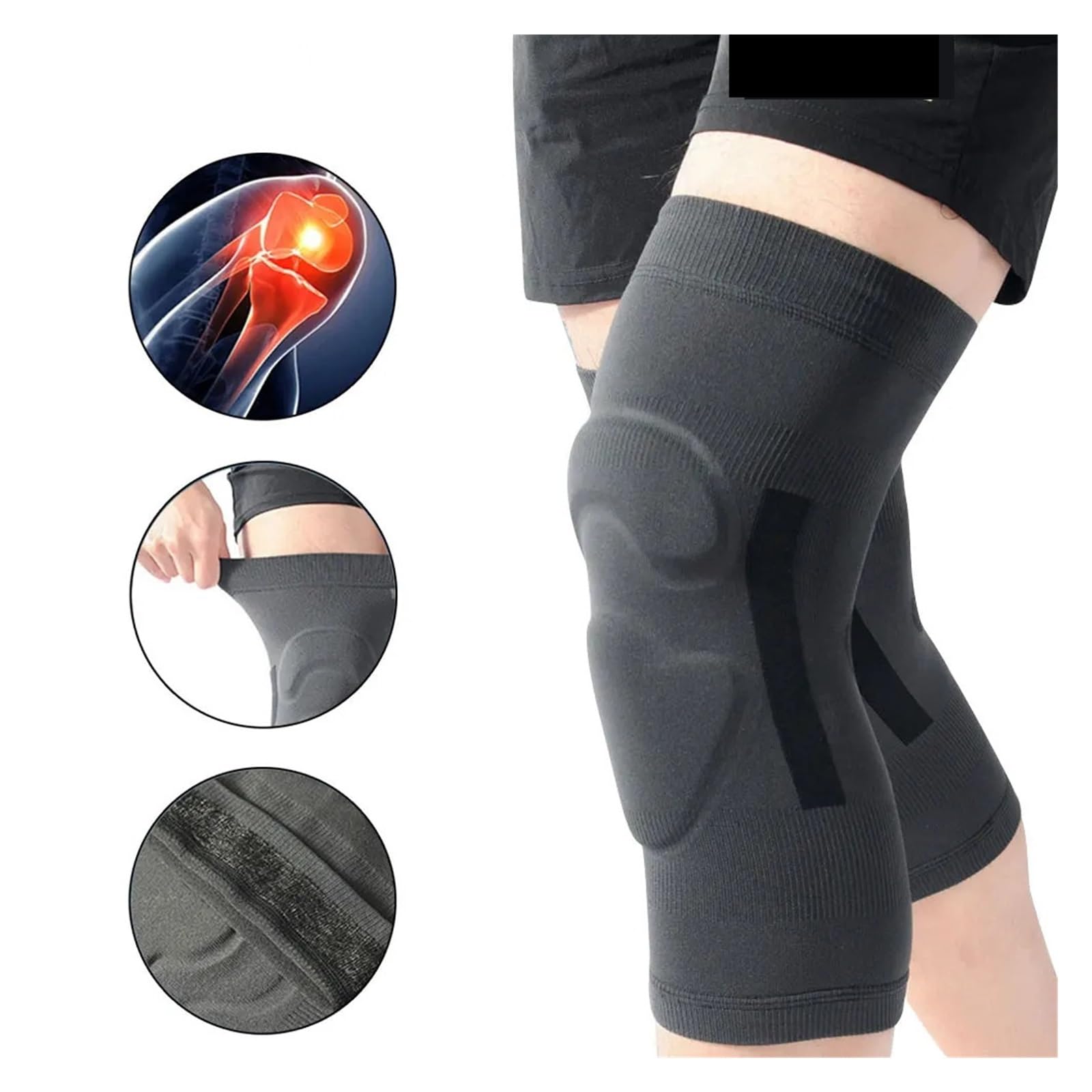 MRKU Genouillères de Sport antidérapantes, Manchons de Compression, 1 Paire, pour la Course à Pied et Le Volley-Ball.