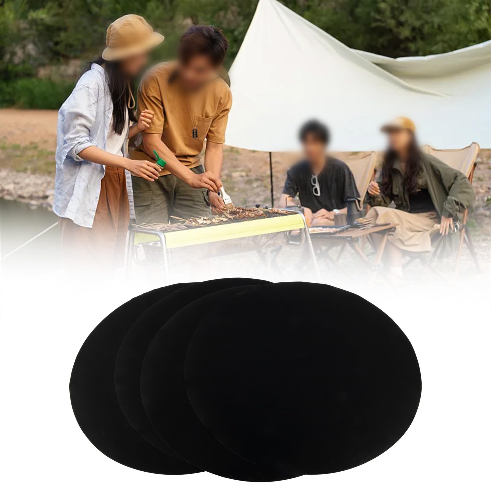 SPORTARC Lot de 4 tapis de cuisson ronds anti-adhésifs pour barbecue 40 cm