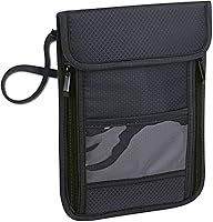 Vista 1 de Cartera con bloqueo RFID para pasaporte con bolsa de almacenamiento para el cuello para tarjeta de identificación de crédito de seguridad de viaje