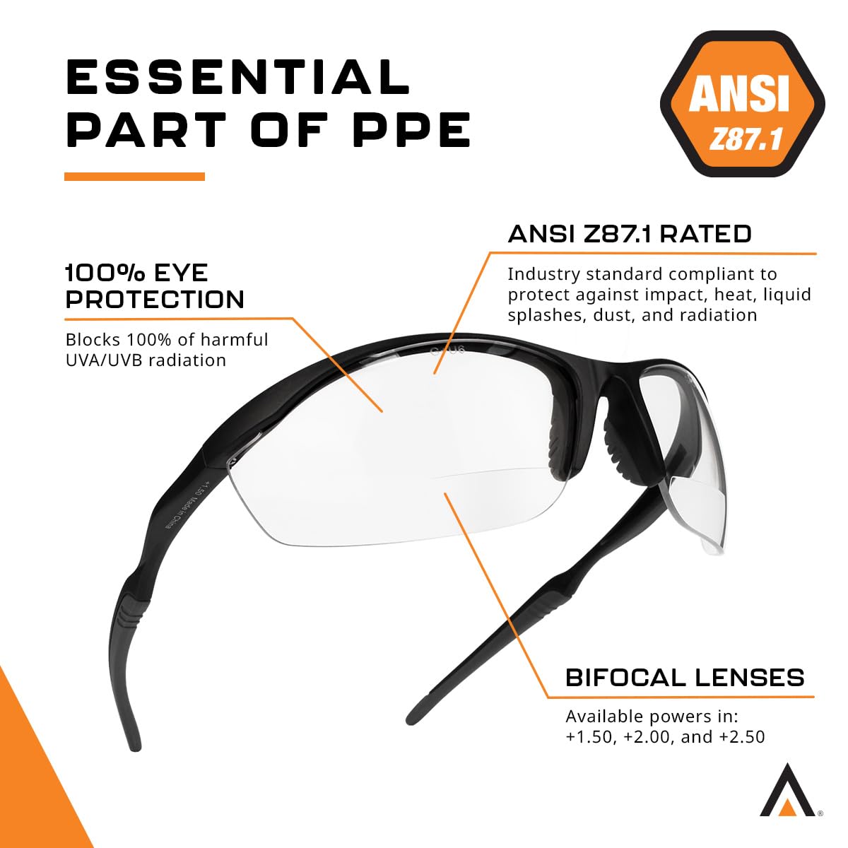 ARMITAGE Safety Bifocal Glasses - Clear Vision -2 ARMITAGE Safety Bifocal Glasses - Clear Vision -2