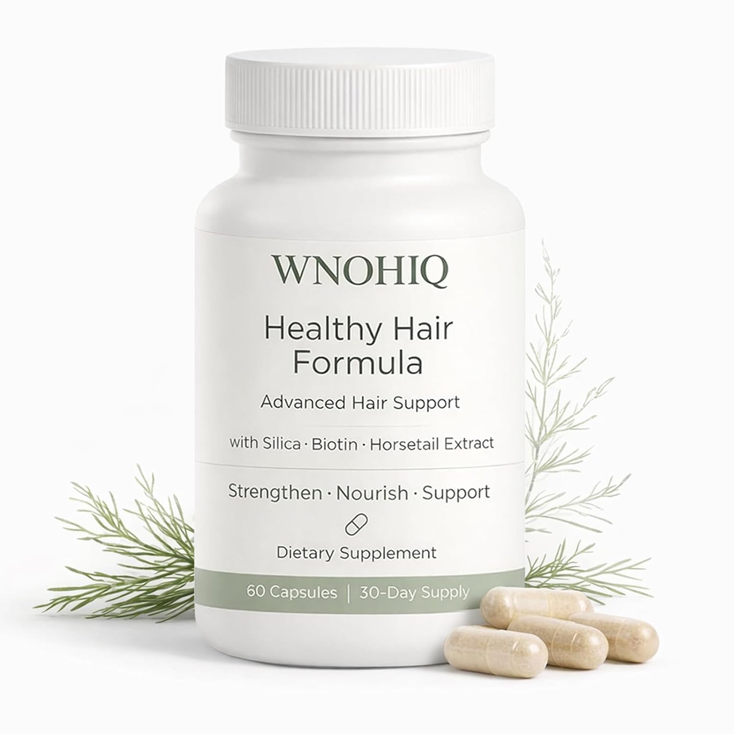 Healthy Hair Formula for Women – Hair Growth Supplement with Silica & Horsetail Extract – Vitamins for Healthy, Thicker Looking Hair – Non-GMO & Gluten Free – 30 Day Supply (white)