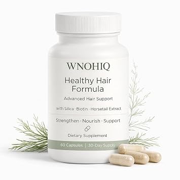 Healthy Hair Formula with Silica Hair Growth Supplement with Horsetail Extract for Women & Men Vitamins for Healthy, Thicker Looking Hair Non-GMO & Gluten Free 30 Day Supply White