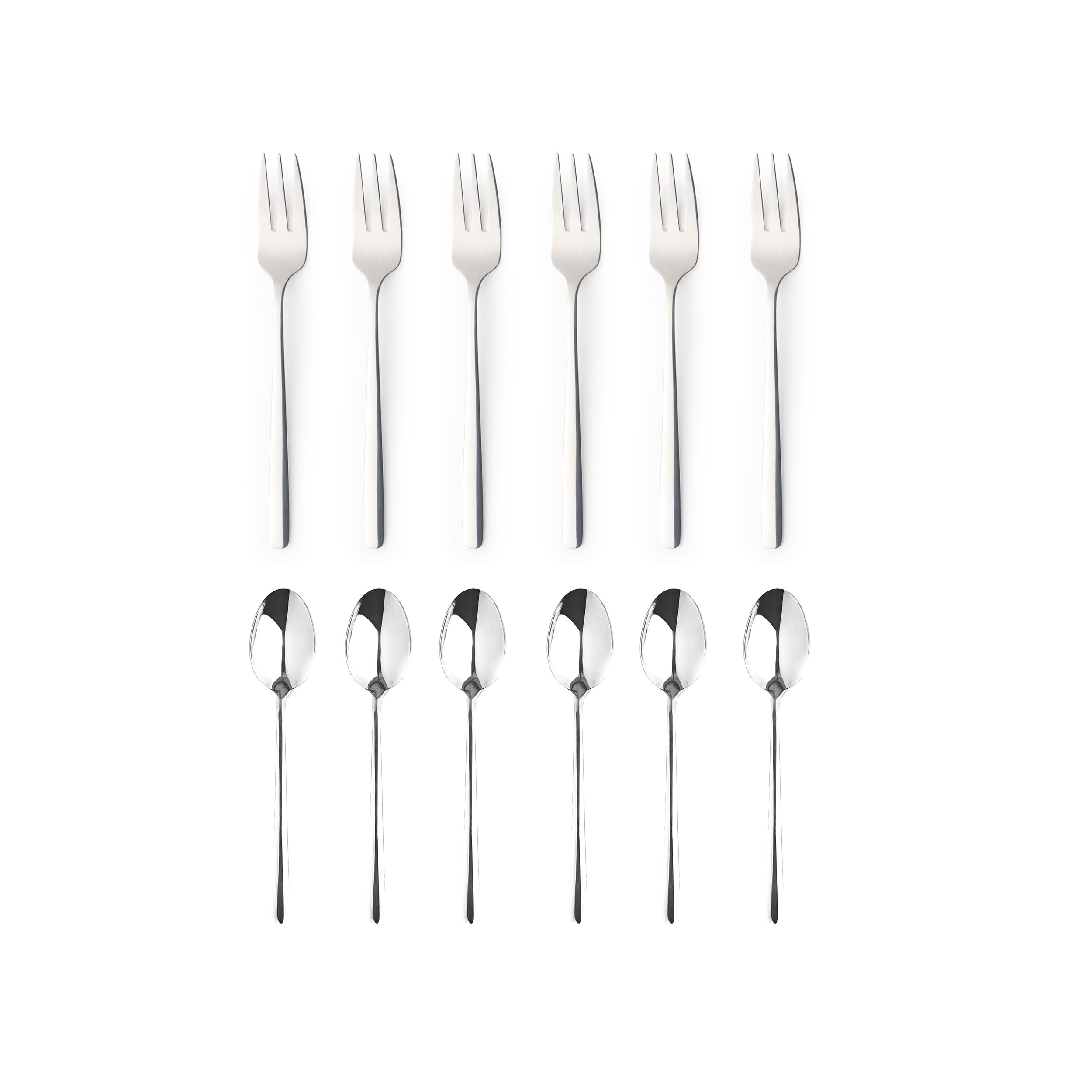 Russell Hobbs Vienna 12-Piece Cutlery Set – Pack of 6 Dessert Forks & Teaspoons, 18/0 Stainless Steel, Cake Fork, Coffee Spoons, Mirror Polished Flatware, Home, Restaurant, Dishwasher Safe
