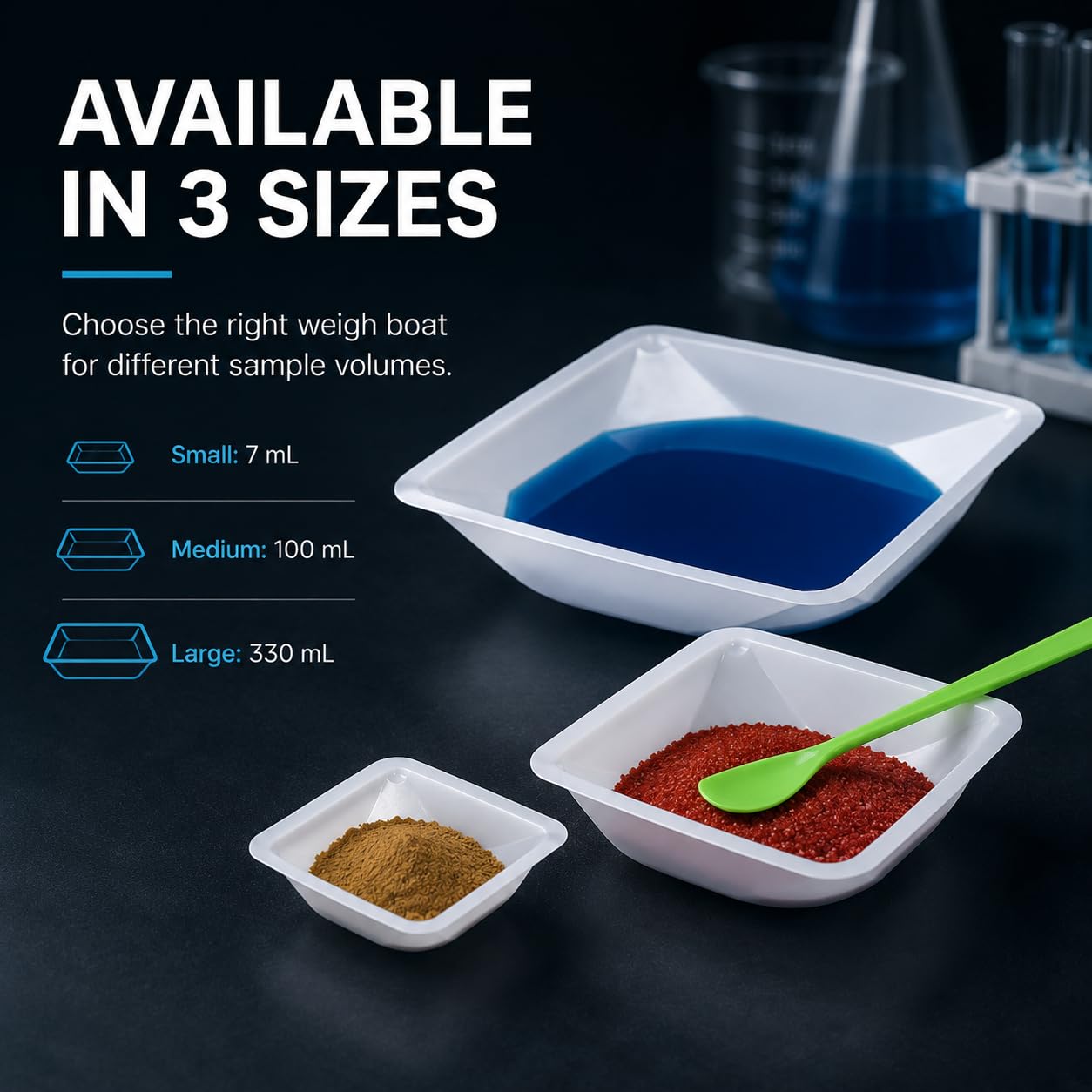 Weigh Boats - 100 Pack, 7 mL for Labs -7 Weigh Boats - 100 Pack, 7 mL for Labs -7
