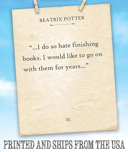 Miniatura 8 de Beatrix Potter - I Do So Hate Finishing Books - Inspirational Book Page Quote, Great Room and Library Decor, Classic Gift for Fans of Peter Rabbit