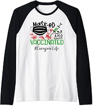 Masked And Vaccinated Caregiver Life Raglan Baseball Tee