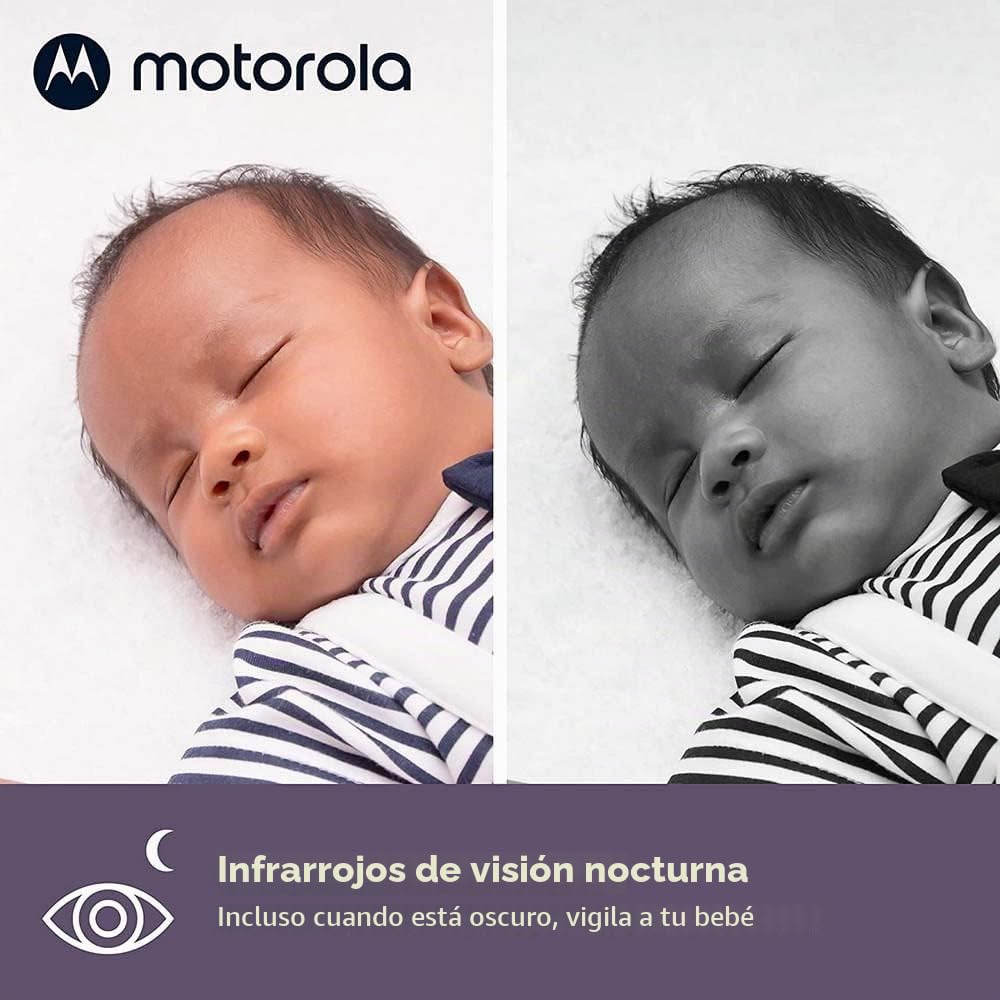 Motorola Nursery VM44 Connect - Wi-Fi Babyphone con cámara, Monitor de 4.3", Aplicación Motorola Nursery, Visión nocturna, nanas, micrófono, monitoreo de temperatura ambiente, 1 Unidad (Paquete de 1)