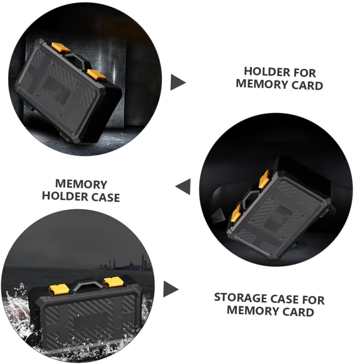 Memory Card Case, Black Plastic Waterproof Storage Holder