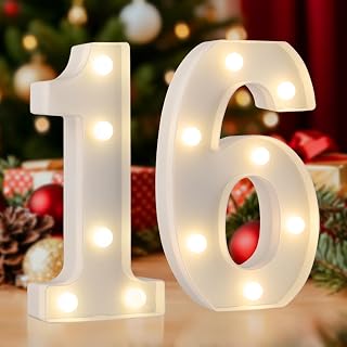 LED 16 Light Up Numbers, Sweet 16 Party Decor for Girls Boys