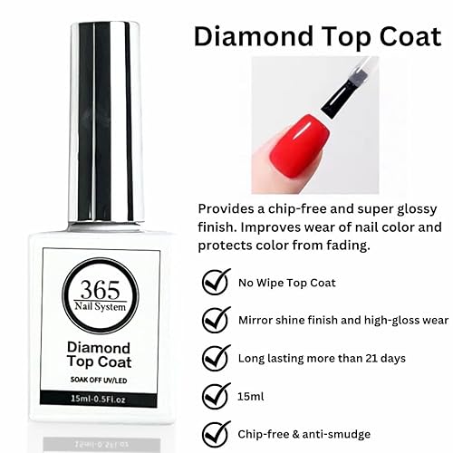 Miniatura 3 de 0.5 oz (0.5 fl oz) - Capa superior que no se limpia - Capa superior de diamante - Esmalte de gel de larga duración