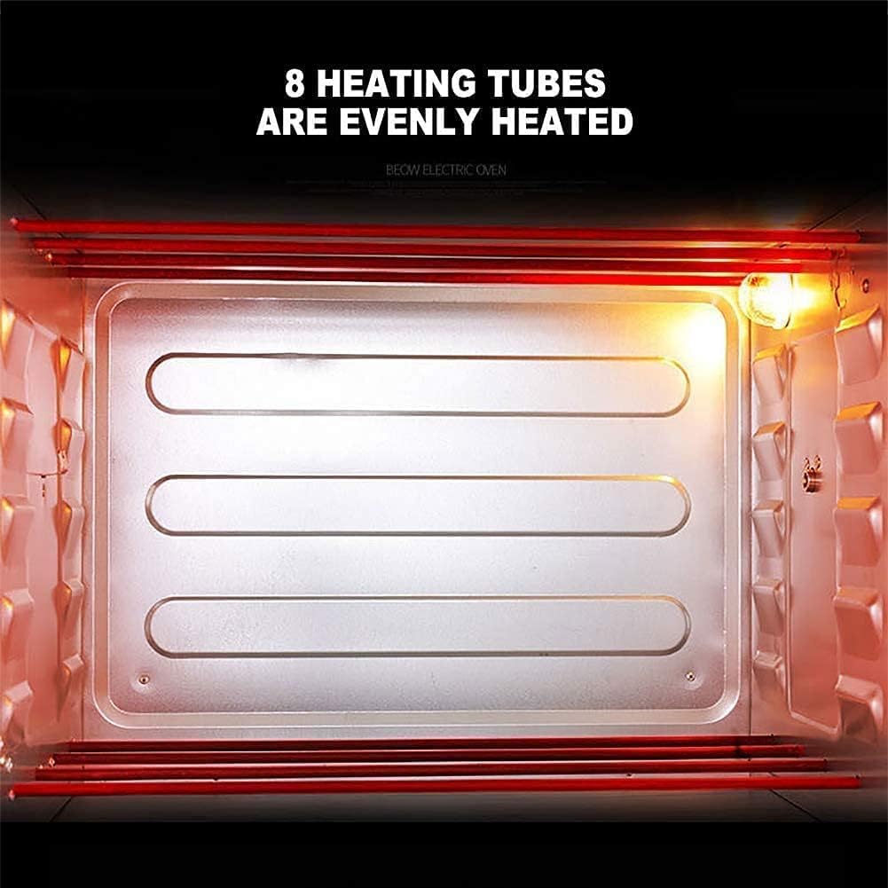 Forno tostapane, forno mini friggitrice ad aria da 60 l, elettrico a convezione con teglia, griglia e spiedo rotante (100-250 °C), molteplici funzioni di cottura grill, in metallo/vetro, ai
