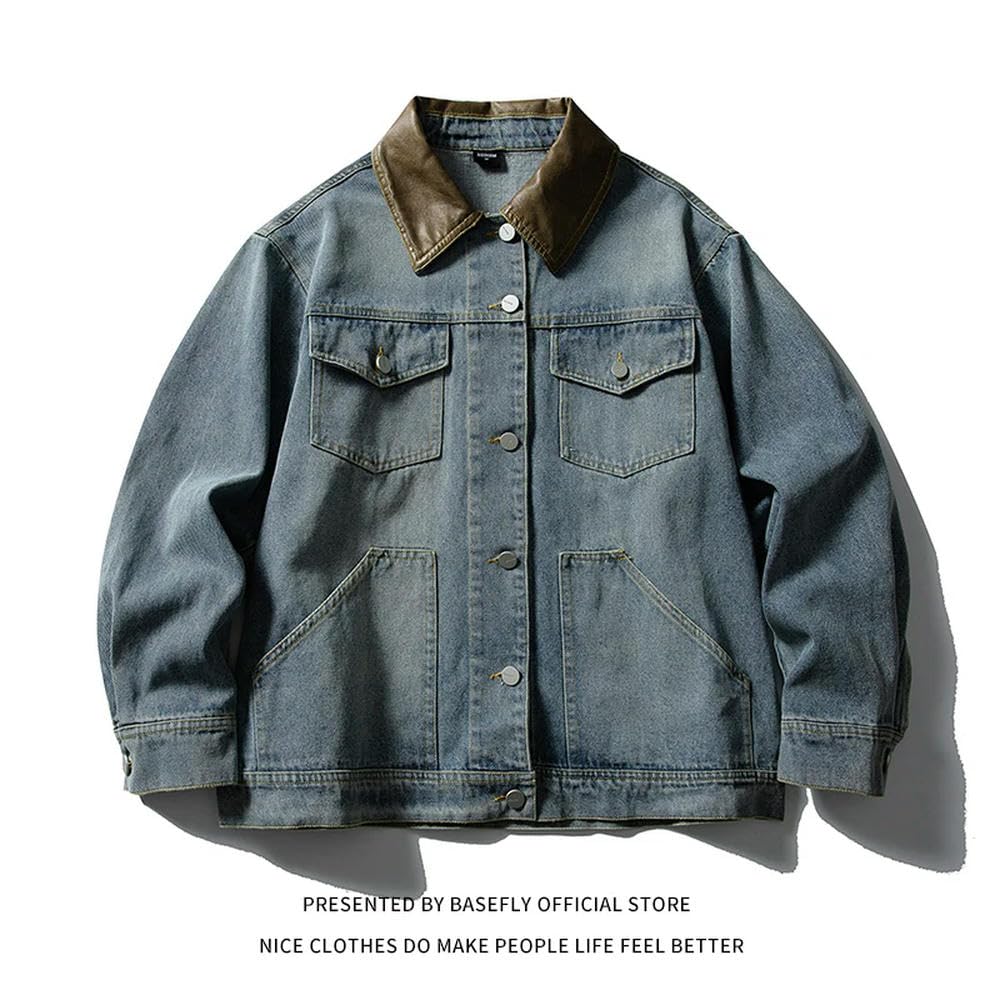 NYSDM Jesień Proste Solidne Old School Pocket Męskie Kurtki Dżinsowe Unisex Kobiety Jean Płaszcze Casual Retro Vintage Trendy Varsity