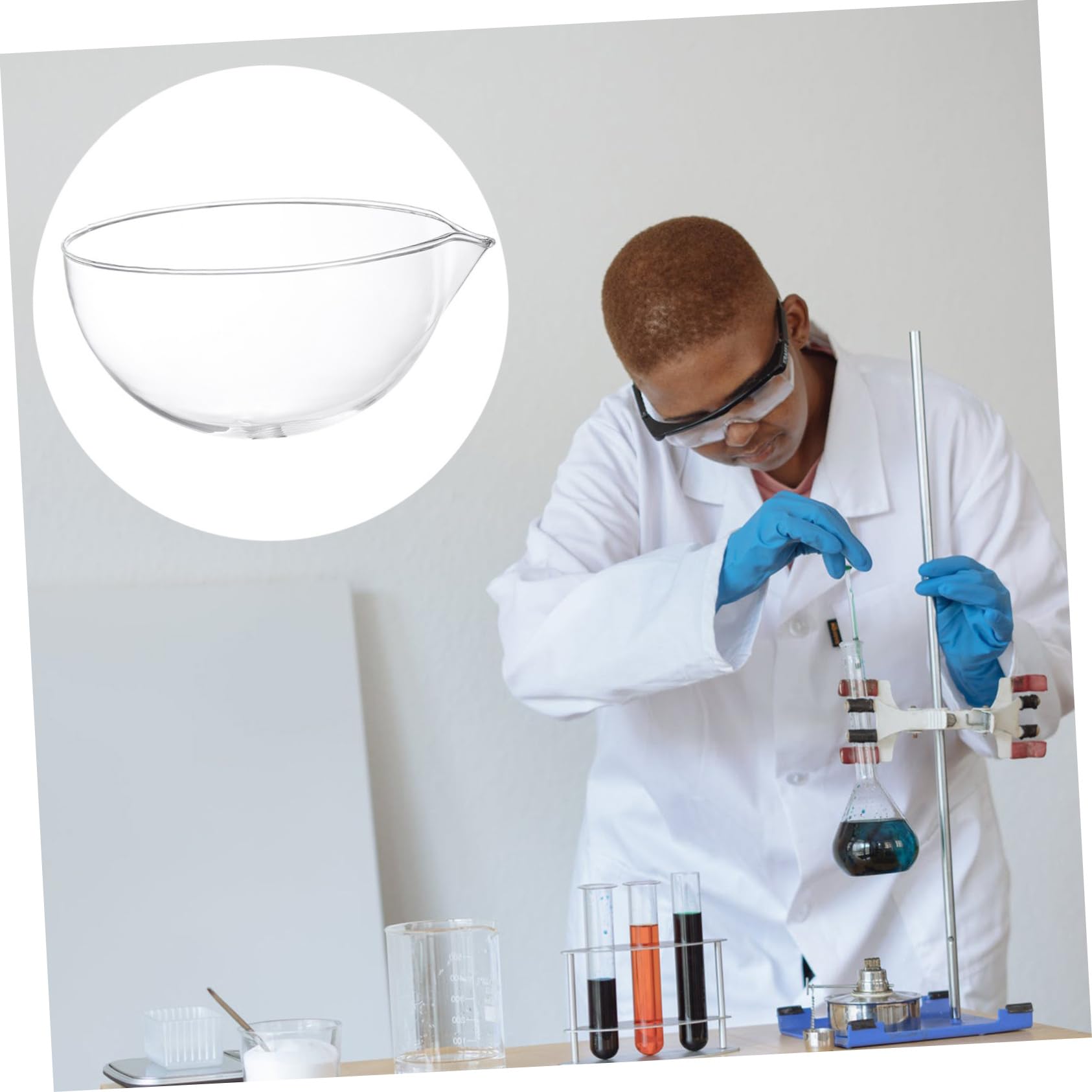 PartyKindom 2stücke Glas-evaporationstasse Mit Ausgießer Labor-evaporationstasse Runder Boden Für Flüssigkeitsverdampfung Für Schule Und Zuhause Hitzebeständig Große Oberfläche Zur