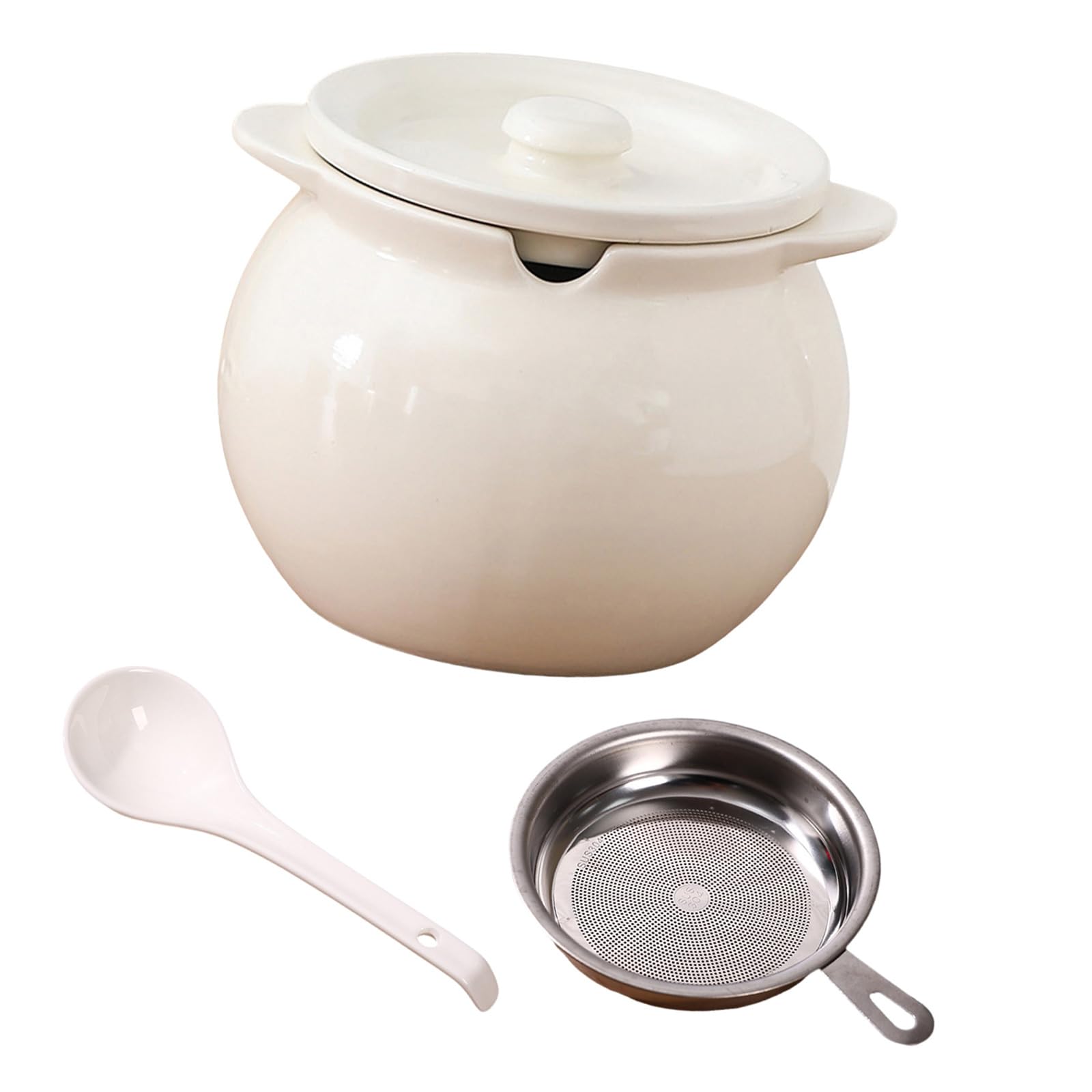 Xinsheinelry Capacity 1400Ml Ceramic Oil Dispenser with Filter and Comfortable Handle Bacons Grease Container Decorative Earthenware Oil Dispenser