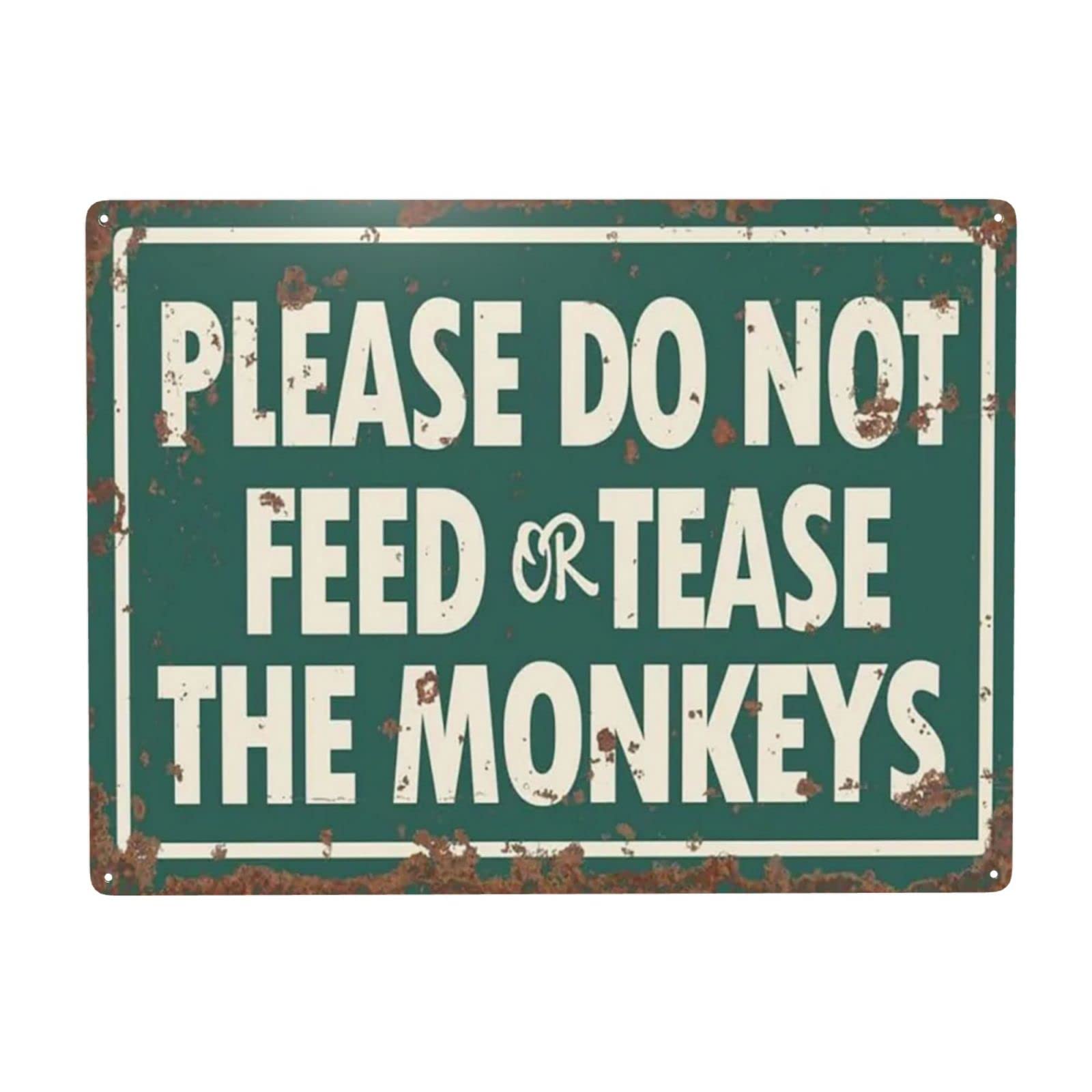 Homeoanimal Vintage Do Not Feed Monkeys Tin Metal Sign Wall Decor Fun Decoration For Home Kitchen Bar Room Garage Vintage Poster Plaque 6" X 8"