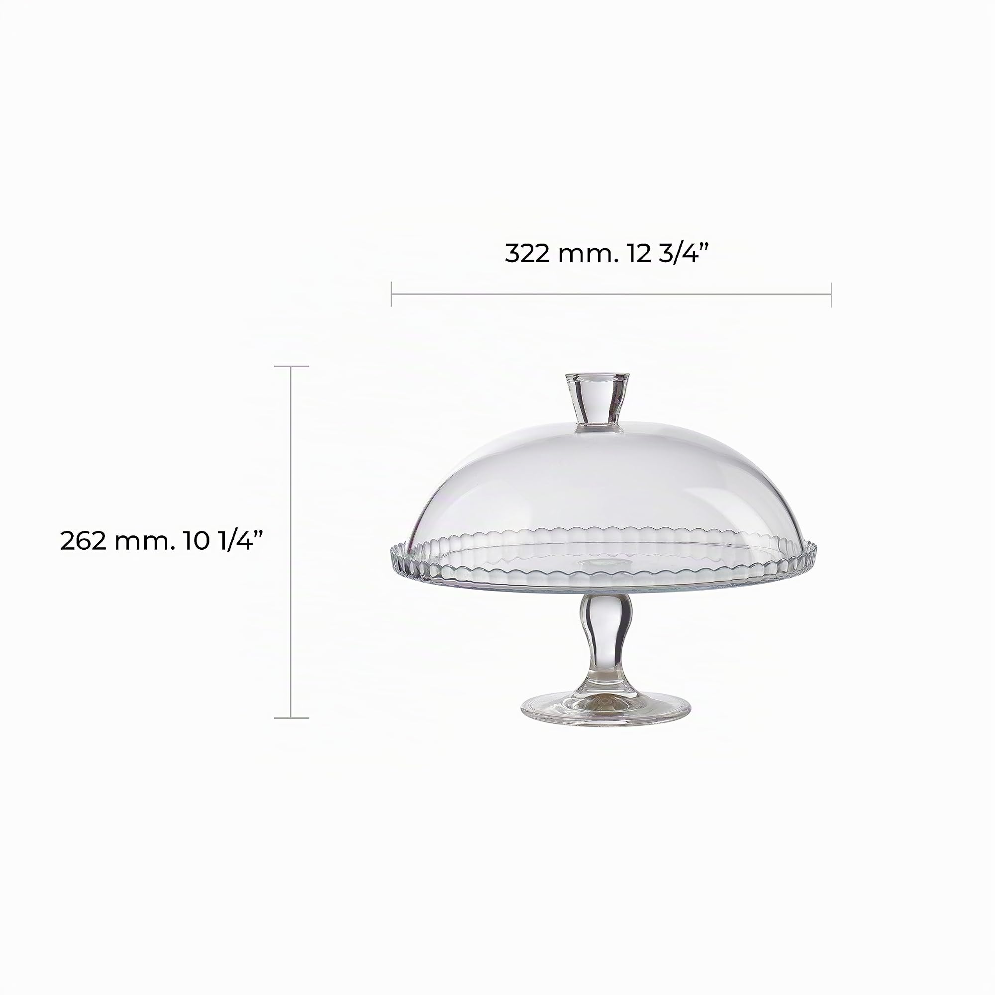 Pasabahce Piatto da Servizio Con Piedistallo e Cupola - Elegante Portatorta Con Coperchio e Supporto per Feste di Compleanno, Dolci e Pasticceria