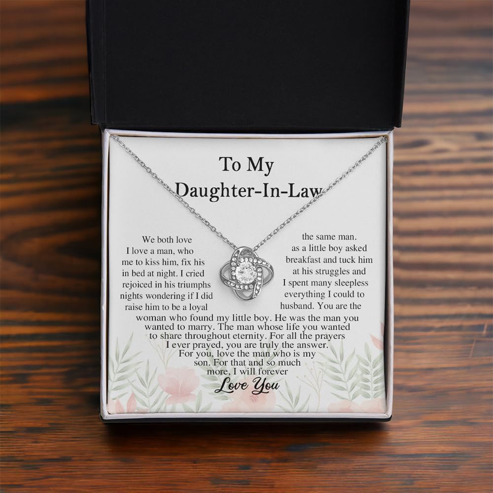 Daughter In Law Gifts From Mother In Law, Necklace For Her From Mom And Dad, Birthday Gift For Her With Message Card And Gift Box, Meaningful Gifts For Bonus Daughter