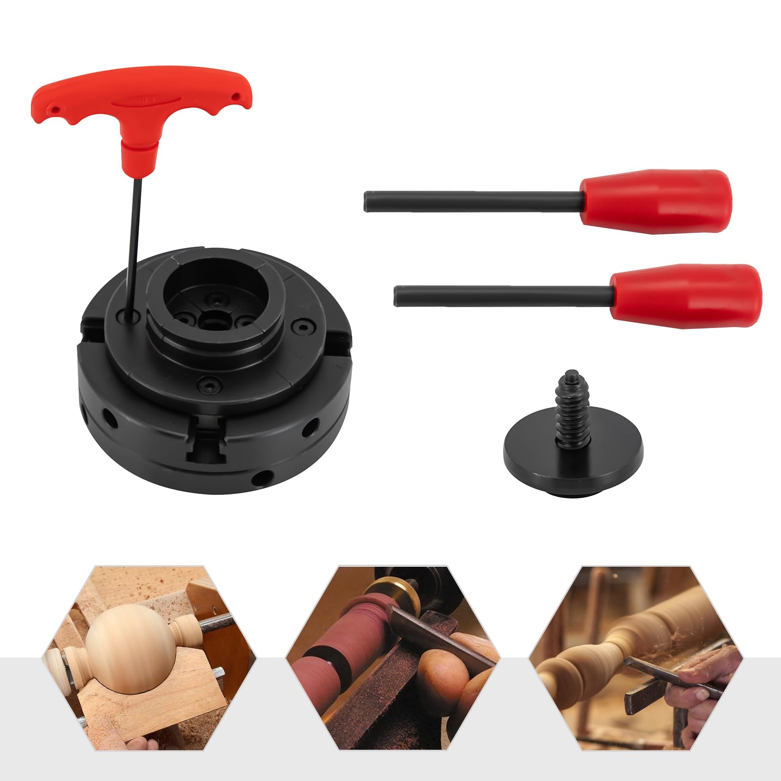Mandrino autocentrante a 4 ganasce da 39 – 76 mm, precisione 0,3 mm, apertura mandrino M33 x 3,5 mm, filettatura tornio con chiave, tornio in legno