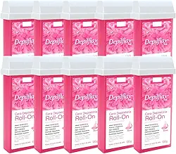 Kit 10 Refil Cera Depilatoria Corporal Profissional Depilação Roll On Depilflax Rosa 100g