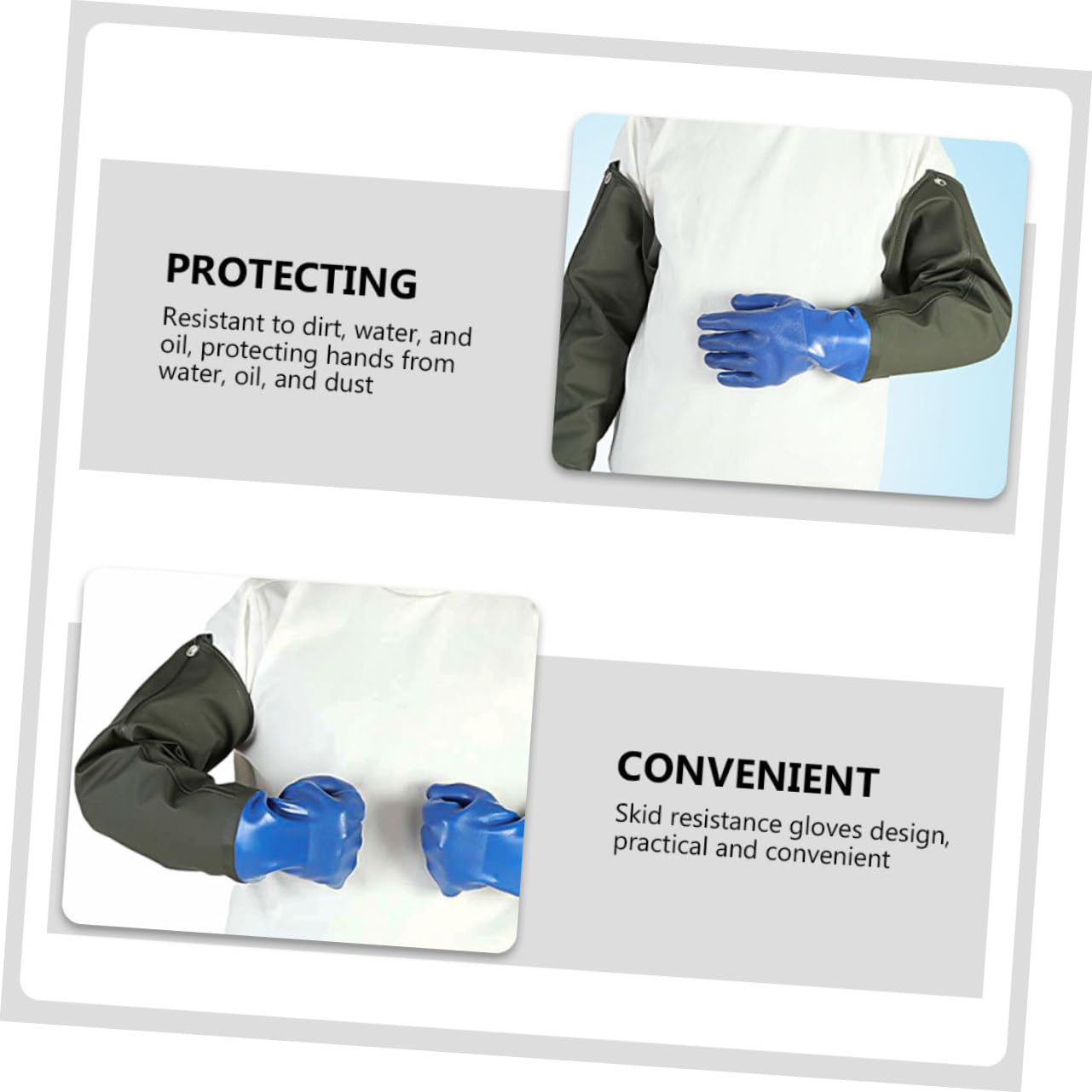 Guantes de Goma Industriales Resistentes al Agua Reutilizables de PVC Diseño Antideslizante para Pesca y Limpieza Protección Ácidos y Aceites Único
