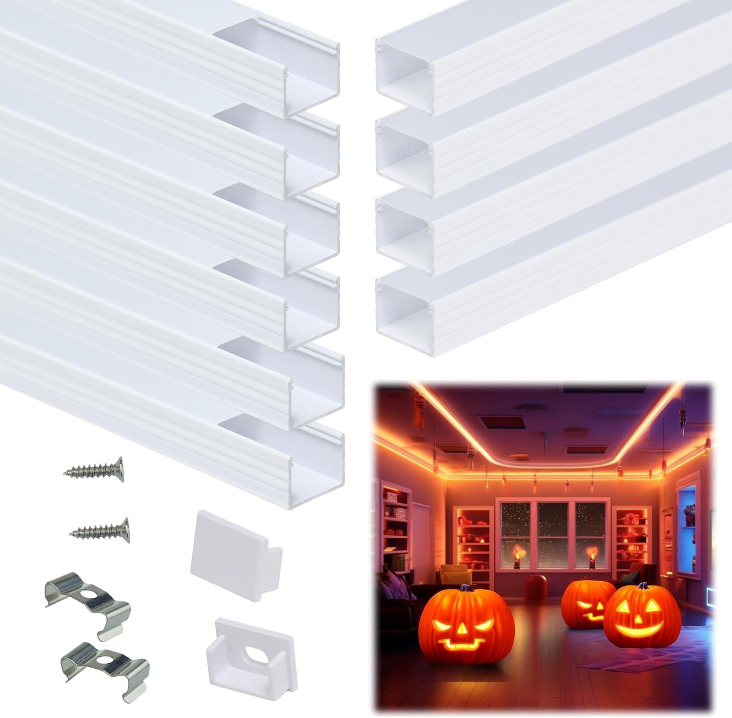 Aluminum Channel 10-Pack 3.3ft/1Meter for 18mm Wide Strip, U Shape LED Strip Light Channel Wall Indirect Lighting with Milky White Cover, Recessed Aluminum LED for Wall Drywall Ceiling U103