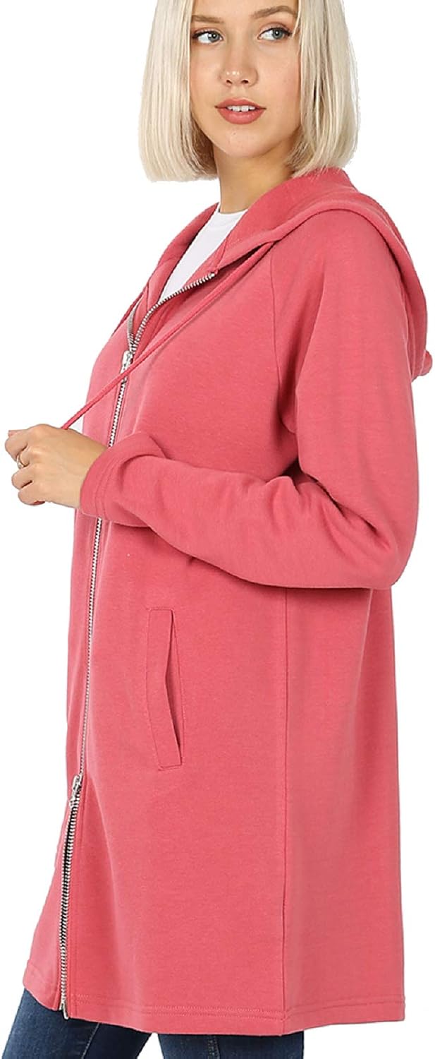 MixMatchy Women's Casual Oversized Fit Long Sleeve Zip Up Hoodie Tunic Fall Sweatshirt Jacket (S-3X) - Image 3