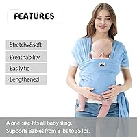 Vista 3 de Fular Portabebés, Portabebés Jeroray, Portabebés Infantil Manos Libres, Ligero, Transpirable, Suavidad, Azul Bebé