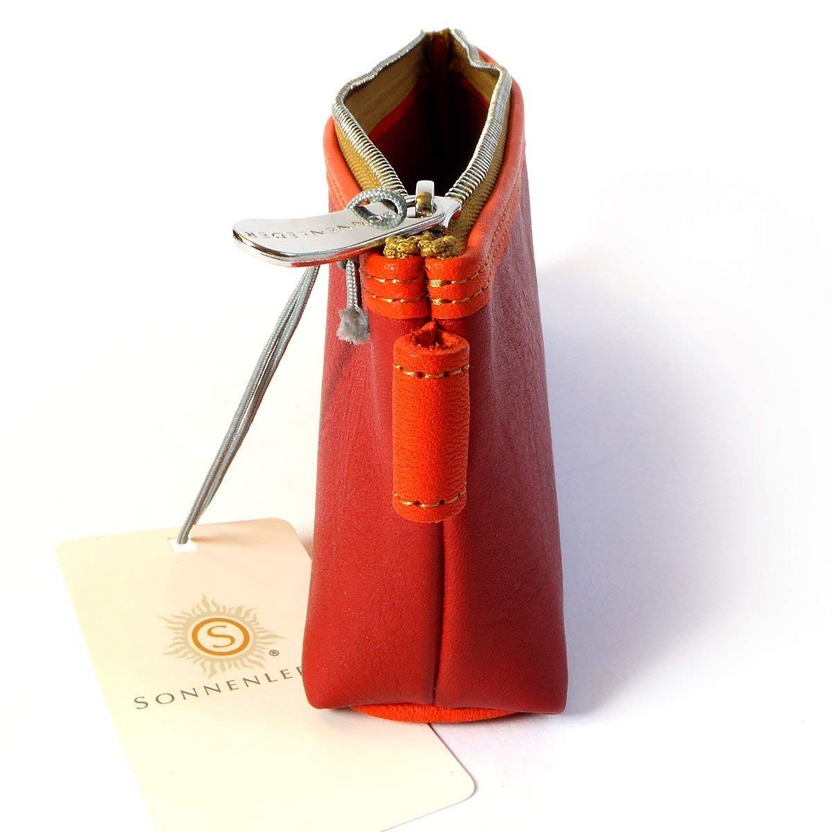 SONNENLEDER - hochwertiges Stiftemäppchen "BERIT" Farbe: Rot/Orange *Echtes Leder*
