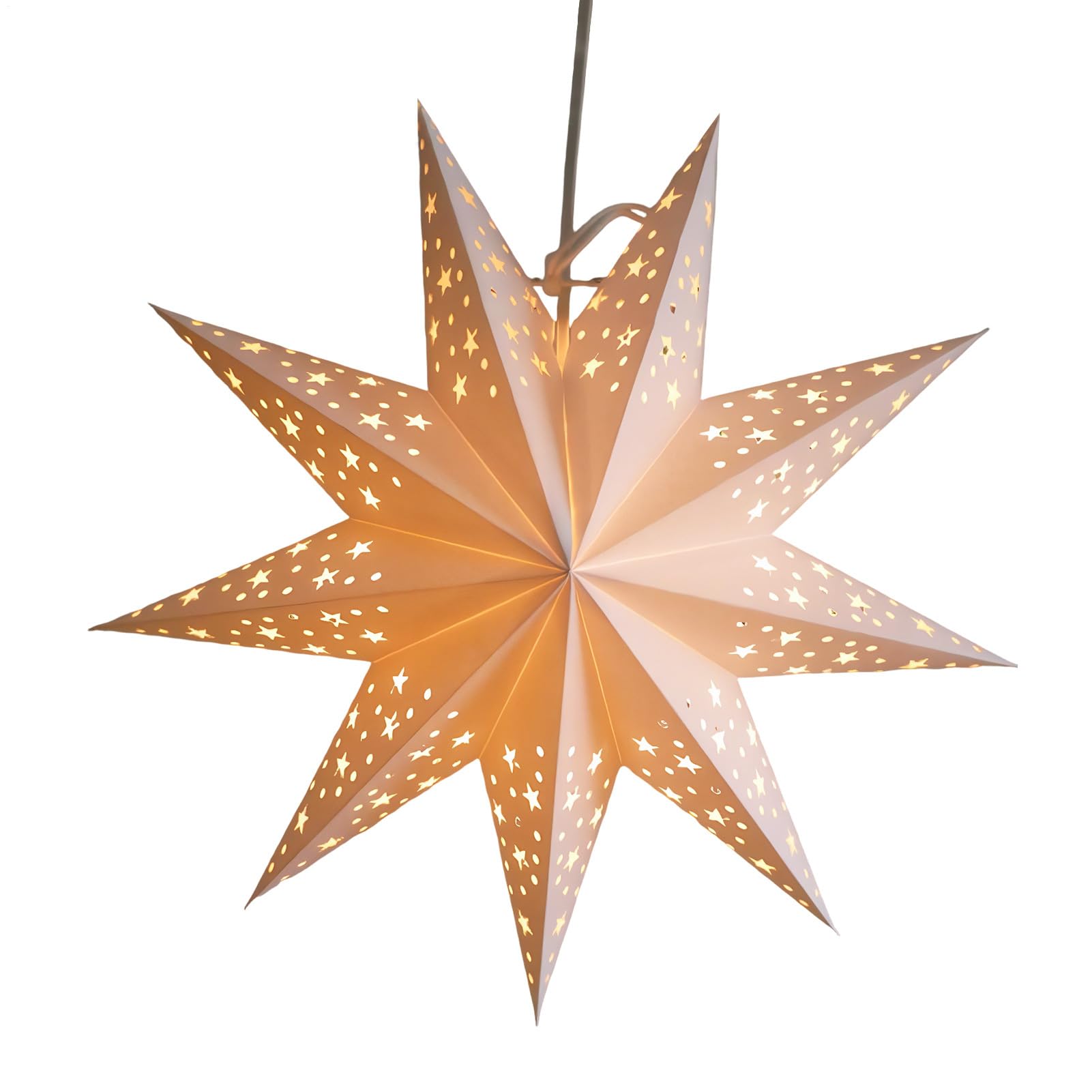 Arrovarp Paper Star Lampshade, Light Up Paper Stars with Light String, Papers Star Lanterns HangingStars, Lights Up Papers StarCover, Hanging StarLantern for Or Bedroom Camping Room Ceiling