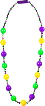 Windy City Novelties - LED Mardi Gras Bead Necklaces 46 Green, Purple, Gold with 3 Dynamic Light Modes & 8 Bright Lights