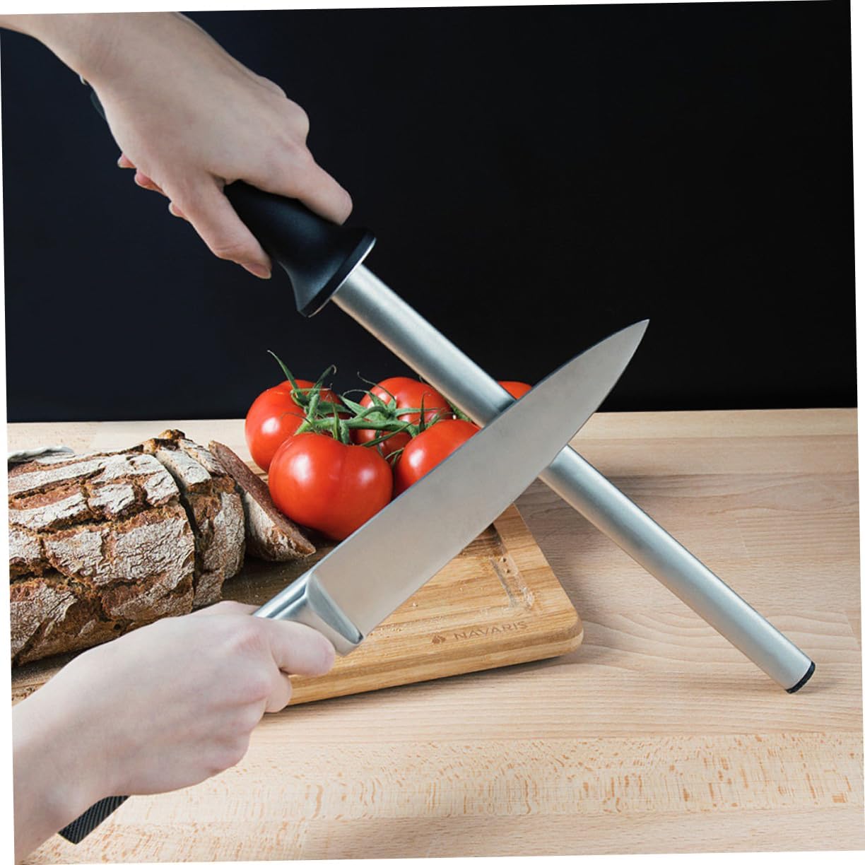 KICHOUSE Carbon Steel Sharpener Rod Polishing Area Gourmet Stick for Kitchen and Chef Use