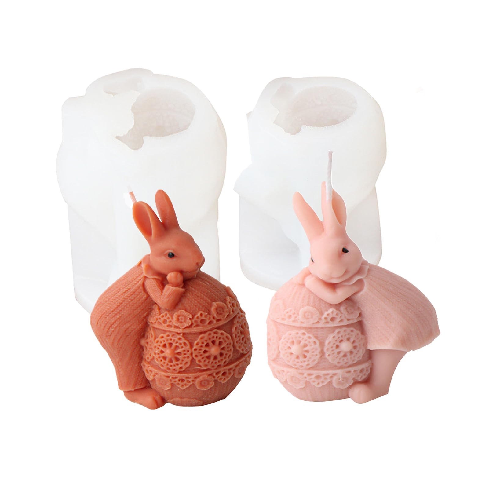 3 Stampi In Silicone Per Pasqua A Forma Di Coniglio – Con Cavità A Cuore – Per Candele, Saponi, Cioccolato E Gesso, Fai Da Te