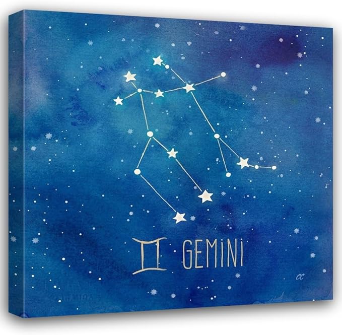 ArtDirect Star Sign Gemini 15x15 Gallery Wrapped Canvas Museum Art by Coulter, Cynthia