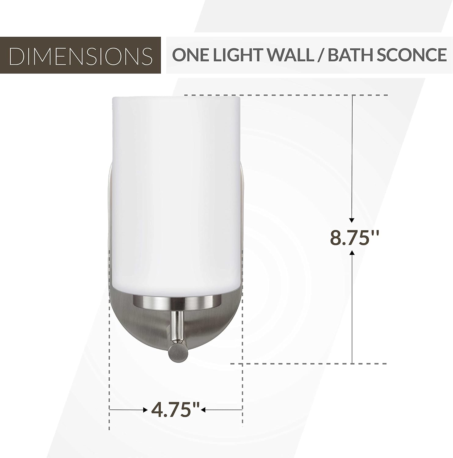 Generation Lighting 41160-962 1-Light Oslo Bath Fixture Wall Lamp Brushed Nickel 41160-962, Bathroom Light Fixture for Home Decor, Vanity Light Fixture Uses A19 Standard or LED Light Bulbs