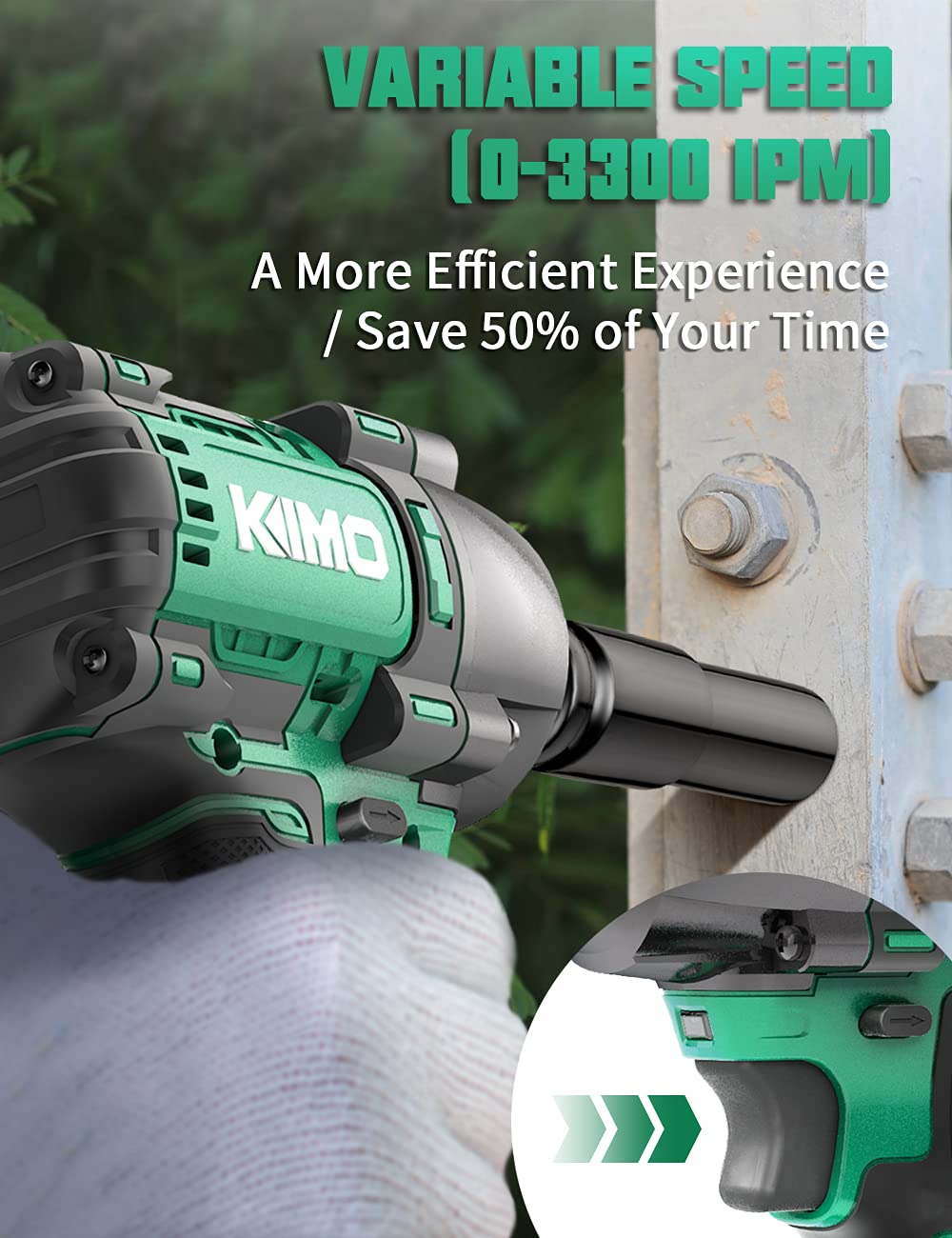 Buy KIMO Cordless Impact Wrench 1/2", Brushless Motor with 300 Ftlb
