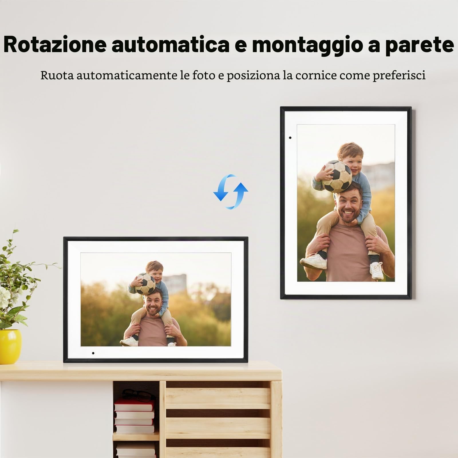 Anna Bella Cornice Digitale WiFi 10,1 Pollici, Cornice Elettronica 1280x800 HD, Memoria 32GB, Rotazione Automatica, Touchscreen Intelligente, Configurazione Remota Facile tramite App AiMOR