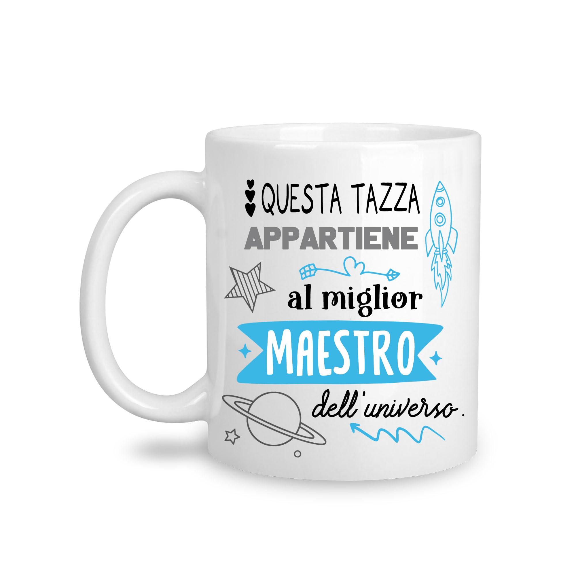 Yufansd Mug Tazza Maestro - al Miglior Maestro dell'Universo - Regali per Maestro Uomo Regalo di Fine Anno, Regalo Grazie Maestro, Regalo d'addio, Regalo Pensionato Colazione Ceramica 350 ML (Maestro)