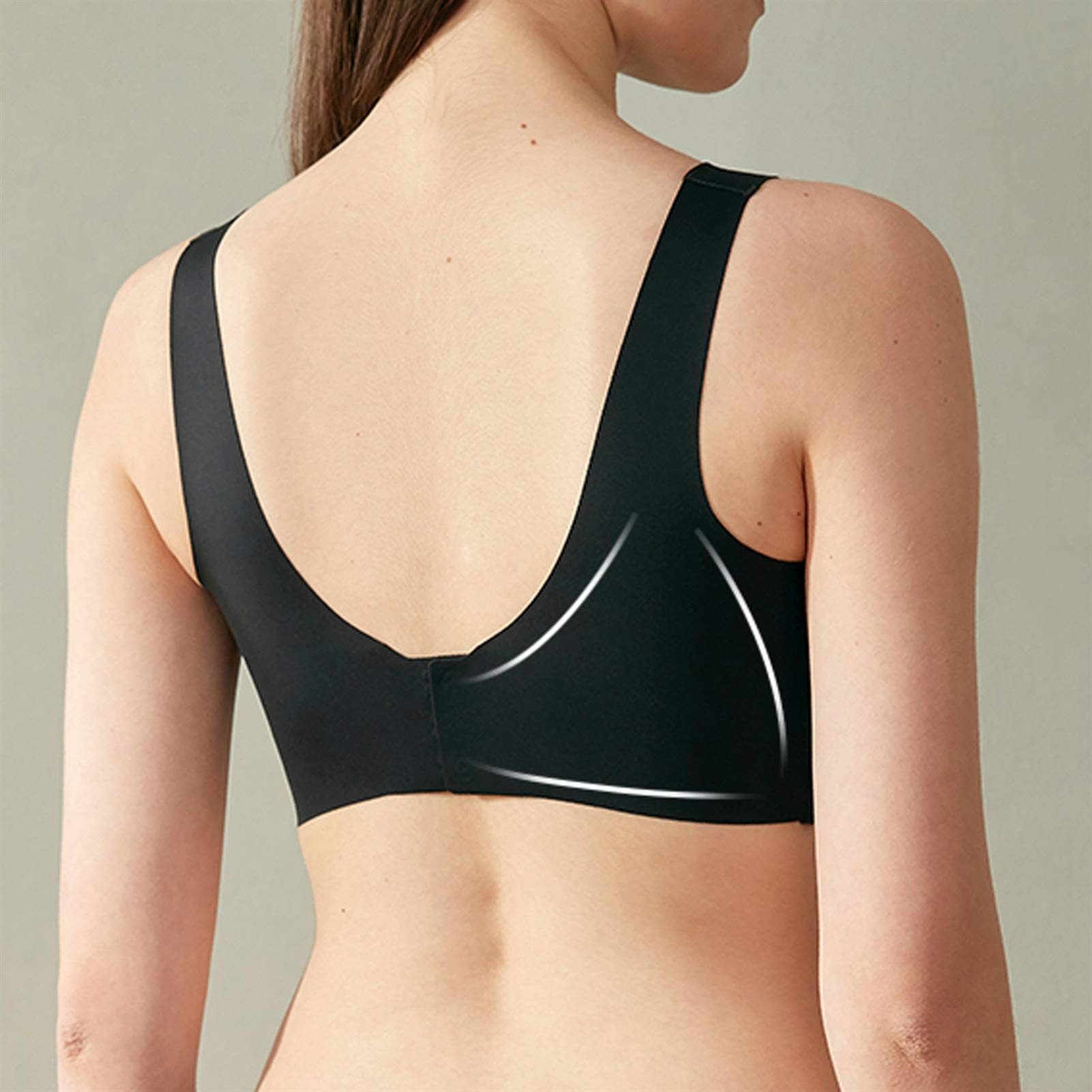 Soutien-gorge sans armatures pour femme - Confortable et invisible - Sans armatures - Soutien-gorge de sport pour femme - Couleur : noir