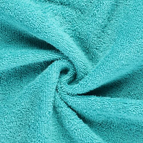 Image of Superior Kids Cotton Terry Poncho, Soft, Absorbent Bath Towel with Hood, Bathroom Accessories, Long, Plush Bathrobes for Bath, Shower, Spa, Resort, Hotel, Beach, Pool, Boy, Girl, Large Size, Teal