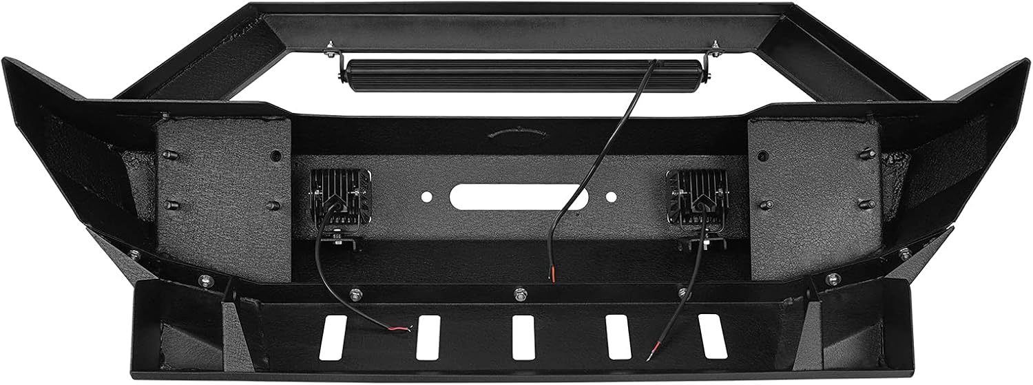 u-Box Gladiator JT Front Bumper w/Winch Plate for 2018-2026 Jeep Wrangler JL JLU & Gladiator JT w/Low-Profile Grille Guard & Skid Plate & 100W LED Spotlight Bar