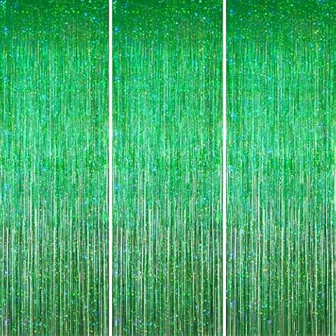 Merear Backdrop for Party Decorations, 3 Pack Foil Fringe Curtains Party Decor 8.2 * 3.3 FT Tinsel Streamers Birthday Party Decorations Photo Fringe Backdrop for Party, Graduation Cover