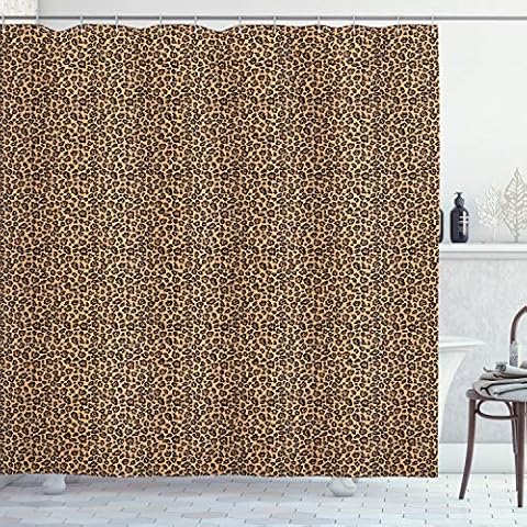 ABAKUHAUS Cortina de Baño Estampado de Leopardo, Naranja exótico Africano Cover