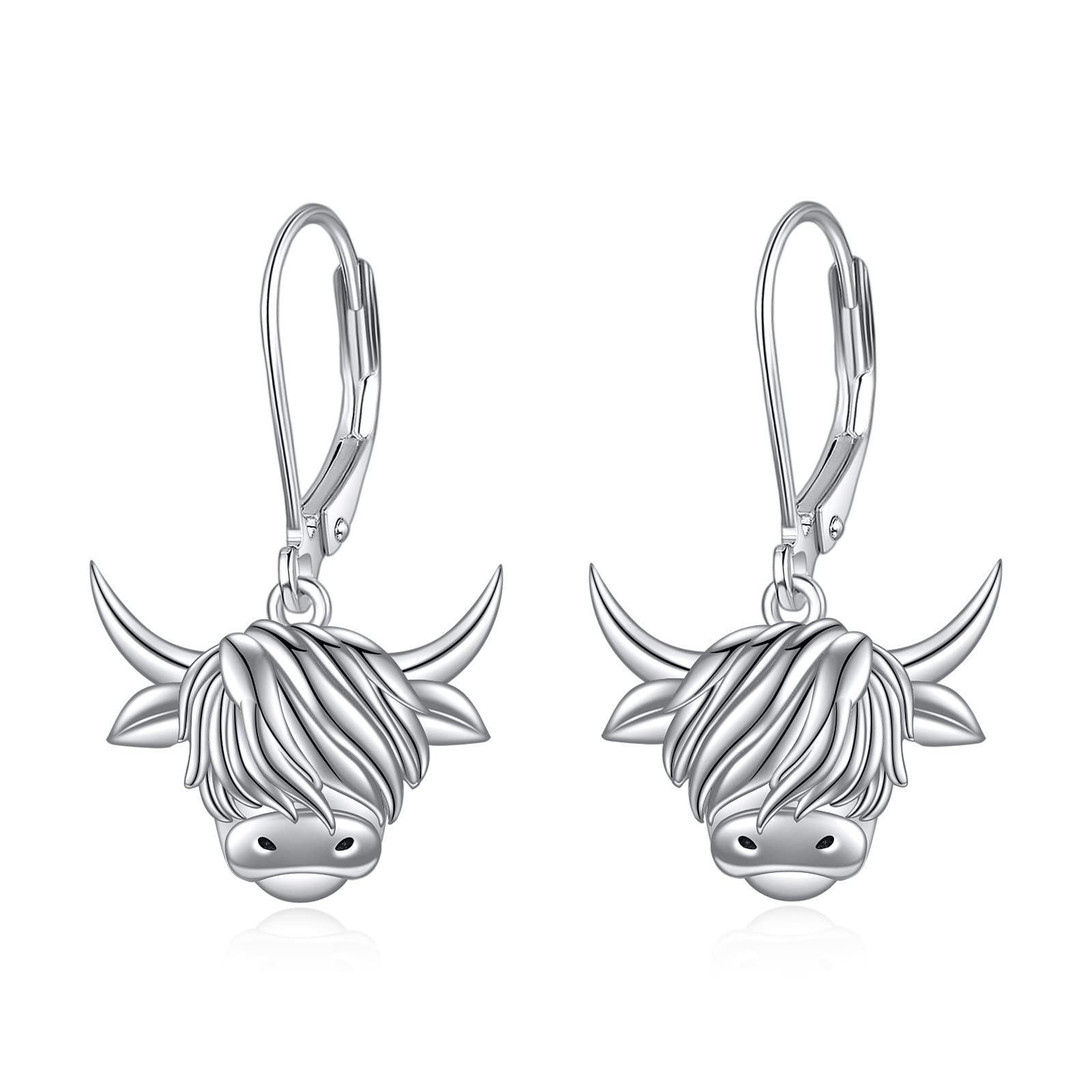 Yafeini 925 Sterling Silver Highland Cow Dangle Earrings for Women
