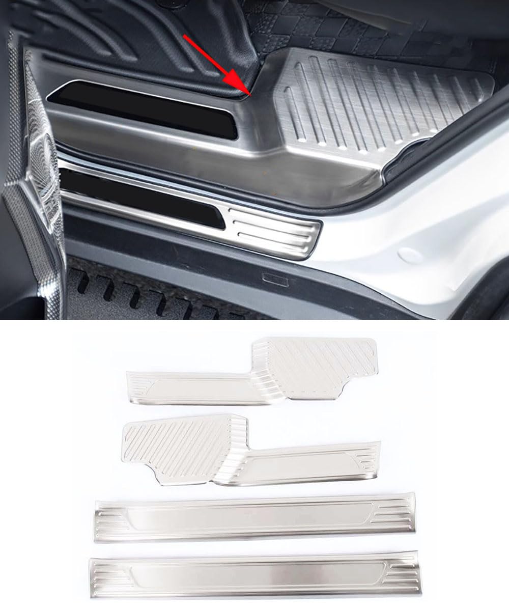 Car Accessories Stainless Interior Door Sill Scuff Plate Guard Cover Trim Compatible withr for Toyota Land Cruiser Prado