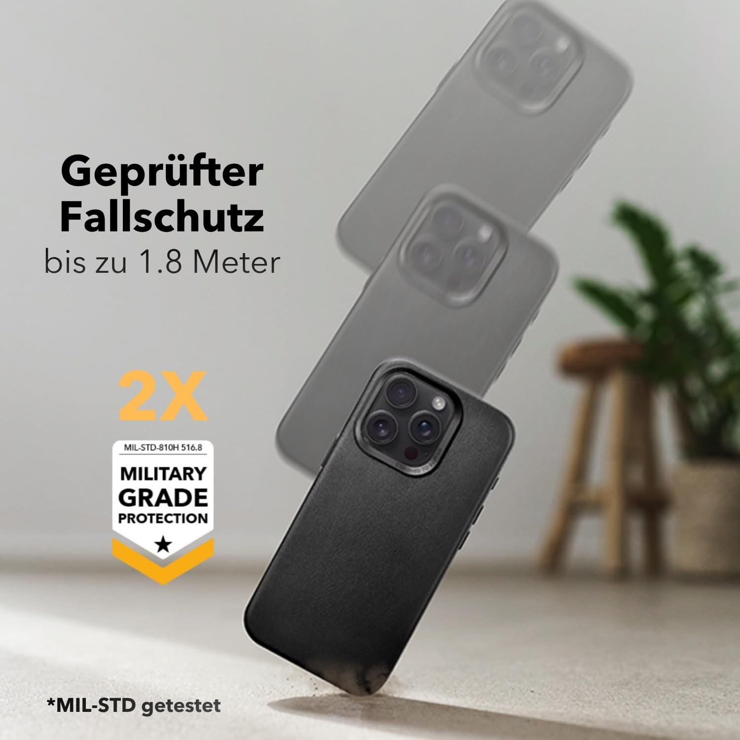 Woodcessories - Leder Case Kompatibel mit iPhone 17 Hülle aus Veganem Aloe Vera Leder Braun, MagSafe Kompatibel, 360° Schutz, Dünnes Design