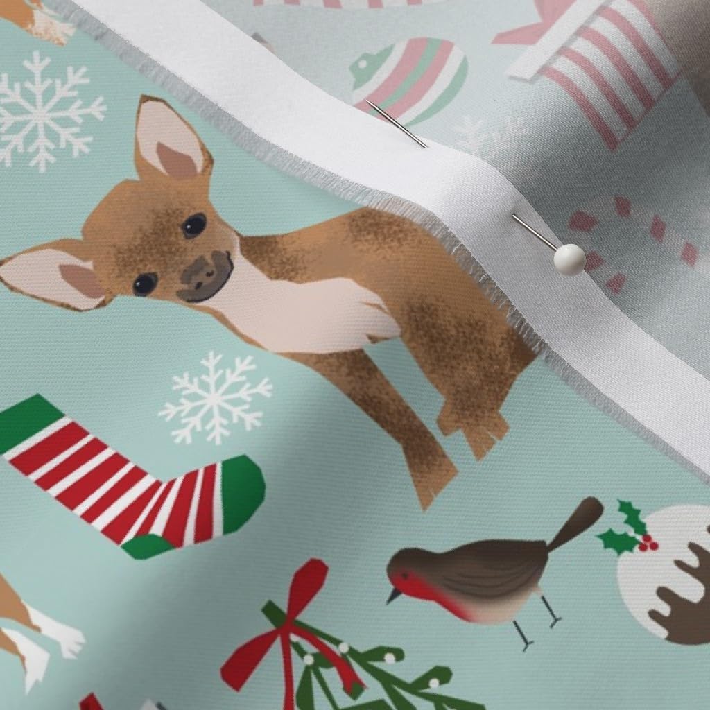 Spoonflower Fabric - Chihuahua Dogs Cute Christmas Best Chihuahuas Dog Printed on Organic Cotton Sateen Fabric by The Yard - Sewing Quilting Apparel Home Decor