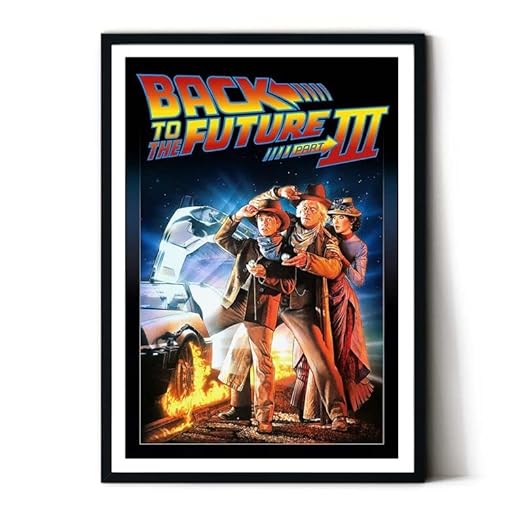 Tillbaka till framtiden 3 klassisk filmaffisch film väggkonst med svart ram redo att hänga (storlek A1)